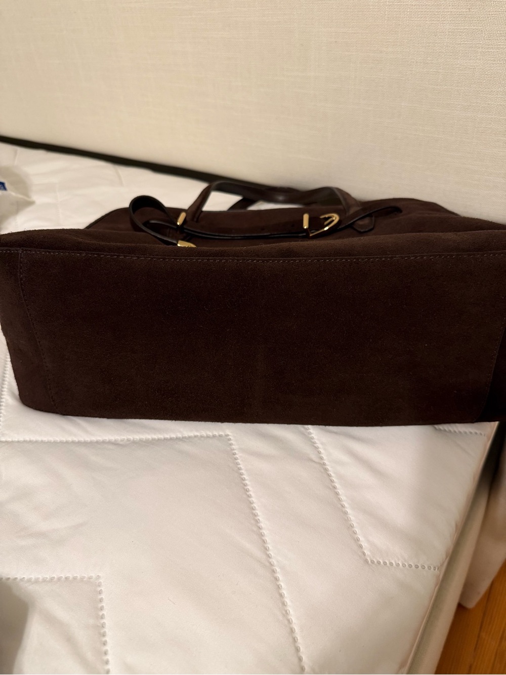 Madewell Dark Brown Suede Satchel with Top Handles - Picture 3 of 4